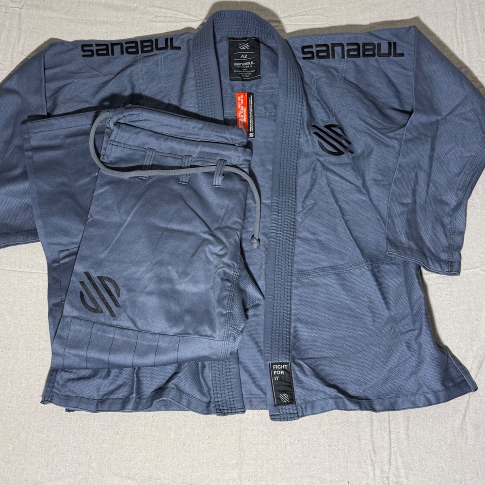 Sanabul Essentials V2 BJJ Gi A2 Slate Blue Brazilian Jiu Jitsu Uniform Set NEW